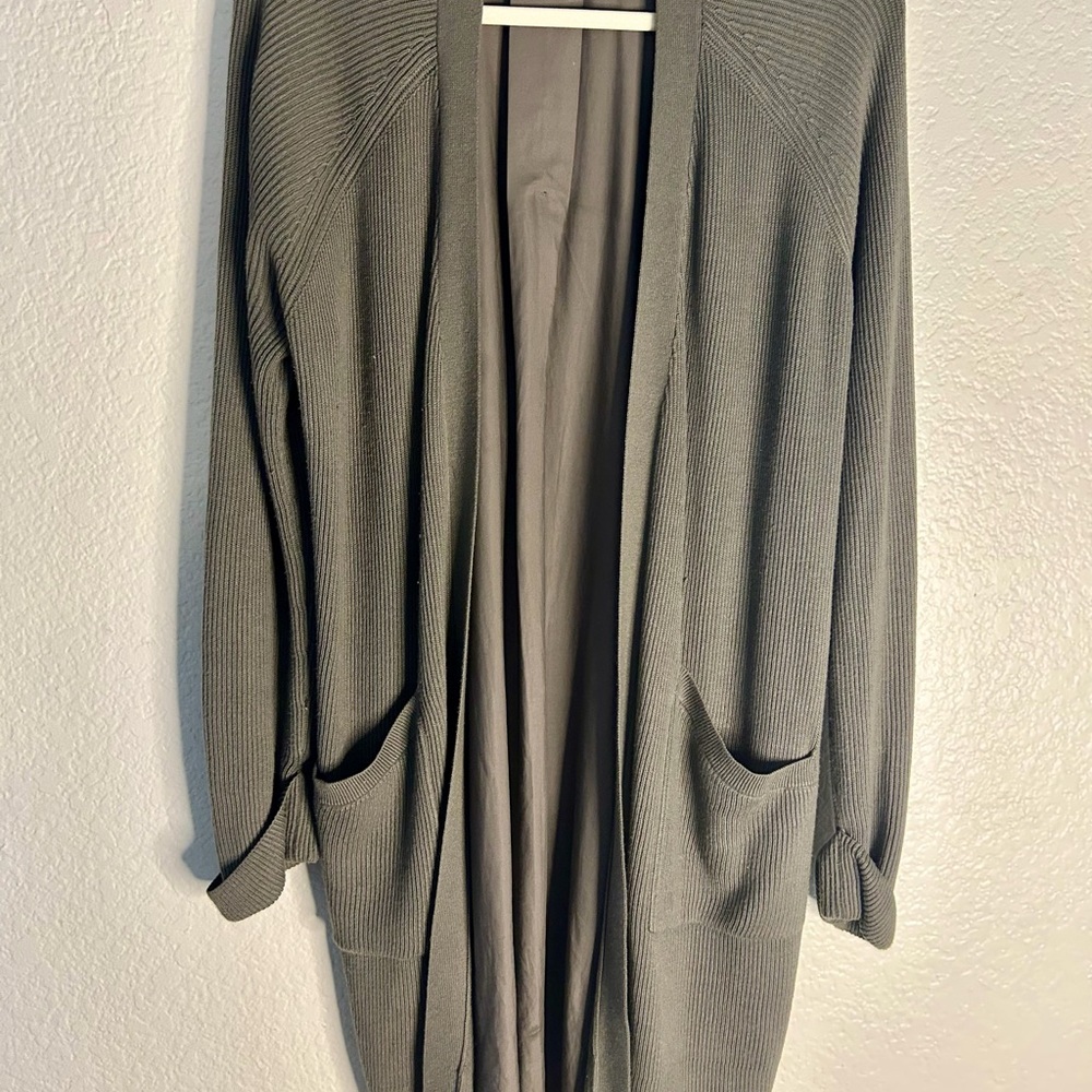 Lululemon Olive Green Open Front Cardigan Sweater